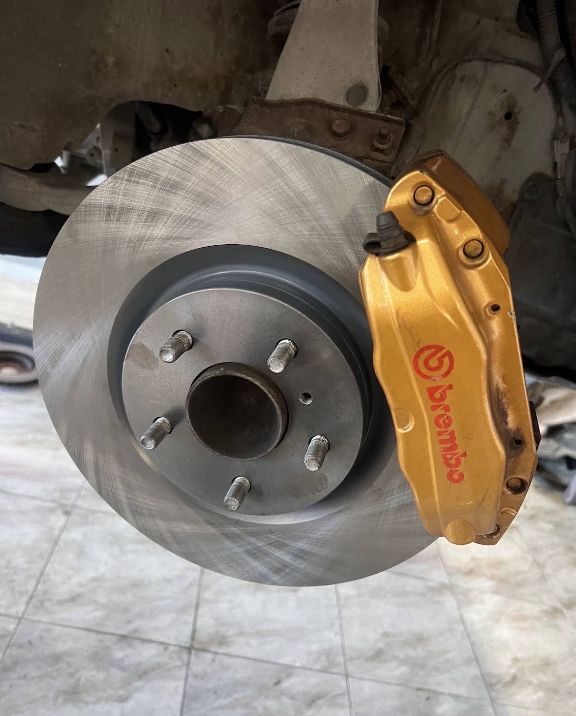 Brembo brake caliper and disc close-up
